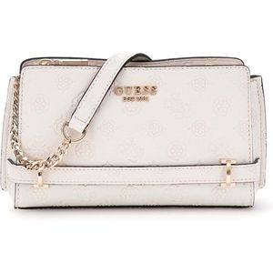 GUESS Handtas Schoudertas Zarela Mini Top Zip Crossbody Cream White Logo Crème