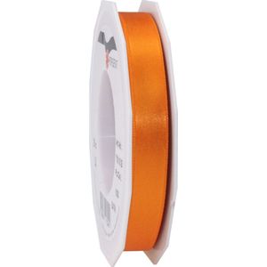1x Luxe Hobby/decoratie oranje satijnen sierlinten 1,5 cm/15 mm x 25 meter- Luxe kwaliteit - Cadeaulint satijnlint/ribbon