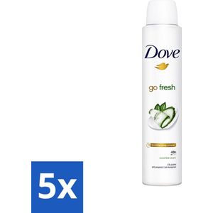 5 x Dove Go Fresh - Deospray - Groene Thee & Komkommer - 200 ml - Hydraterend - Alcoholvrij - Frisse Geur