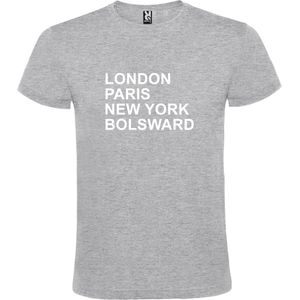 Grijs T-shirt 'LONDON, PARIS, NEW YORK, BOLSWARD' Wit Maat 4XL