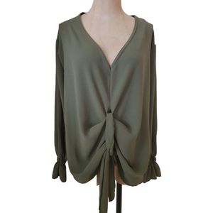 Dames blouses met ophaal army groen One size