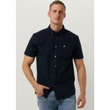 Lyle And Scott - Herenoverhemd - Navy - Katoen Slub - Korte Mouw