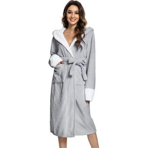 Goodivery ® Warme en Comfortabele Badjas voor Dames met Capuchon en Verstelbare Tailleband
