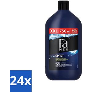 24 x Fa Men - Sport - Douchegel - Groene Citrus - 750 ml - Douchegel - Mannen - Groene Citrus - Verfrissend - Sport