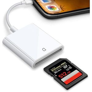Externe Camera Geheugenkaartlezer voor iPhone en iPad - Snelle Foto-overdracht - Compatibel met iPhone en iPad Pro/Air/Mini - Plug & Play.