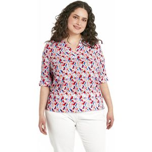 Bedrukte rechte V-hals tuniek met korte mouwen