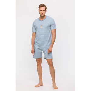 Woody Jongens-Heren Pyjama blauw-witte streep - maat XXL