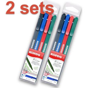 Kores K-Liner Fineliner 0,4mm set 4 stuks in etui - VOORDEELPACK 2 SETS