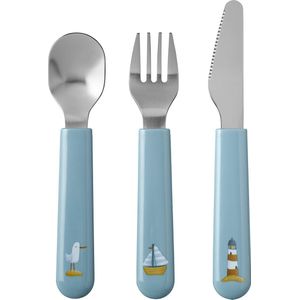 Mepal Mio kinderbestek – 3-delig, vork, mes en lepel – Roestvrij staal – Kinderservies – Sailors Bay