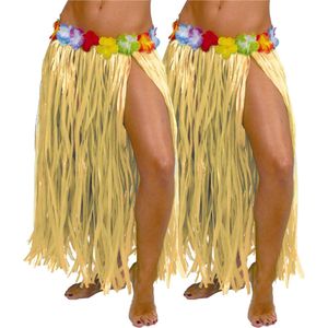 Toppers in concert - Fiestas Guirca Hawaii verkleed rokje - 2x - voor volwassenen - naturel - 75cm - hoela rok - tropisch