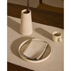 Kave Home - Set Sanpola van 2 beige servetten van linnen en katoen met stiksel
