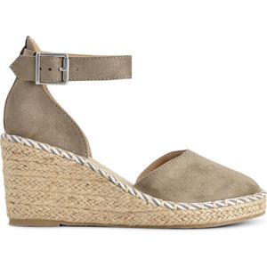 PS Poelman - Enid - Espadrille - Khaki Groen - Sleehak 8 cm