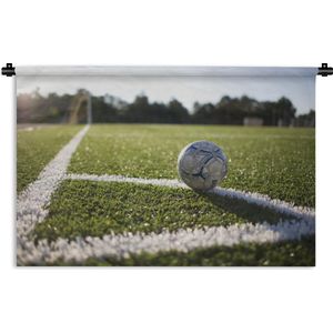 Wandkleed Voetbal - Bal ligt op de hoekschop lijn Wandkleed katoen 150x100 cm - Wandtapijt met foto