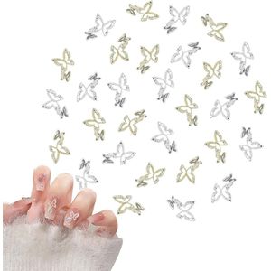 40 Pcs Alloy Butterfly Nail Jewellery - 3D Gold Silver Nail Art - Nail Art Rhinestones voor Nail Decoration