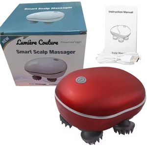 Elektrisch Hoofdmassage borstel spin elektrisch - Kriebel Apparaat met infrarood - Massageapparaat Mens / Dieren / Honden / Katten - Hoofd Massage - Scalp Massager - USB Oplaadbaar - Rood