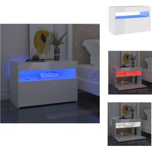 vidaXL Slaapkaastje - LED-verlichting - Hoogglans wit - Bewerkt hout - 60 x 35 x 40 cm - Kast