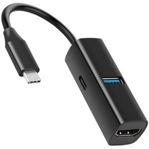 USB-C 3-in-1 Docking Station hub - USB 3.0 + HDMI 4K + PD Opladen - Adapter voor Laptop, Telefoon, MacBook en Projector - zwart