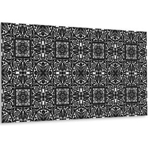 Tulup PVC Wandpaneel - Retro Midden-Oosters Patroon Vinyl Wandpaneel - 100 cm x 50 cm - Zwart en wit Vinyl Wandpaneel - 1 stuk - Wandpaneel PVC - Mozaïek Wandbekleding - Wandpaneel Zelfklevend - Plaktegels Keuken en Badkamer