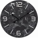 AMS - W9707 - Wandklok - Analoog - Quartz Uurwerk - Rond - Hout - Anthraciet - D 40 x 4 cm