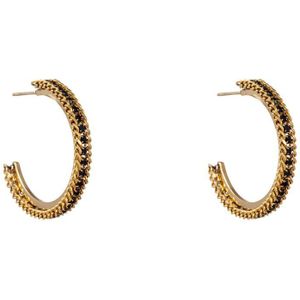 Go Dutch Label Oorringen roped sparkle rondje Zwart
