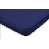 Topper Hoeslaken Jersey Katoen Stretch - donker blauw 120/130/140x200cm - Twijfelaar - 2 Persoons