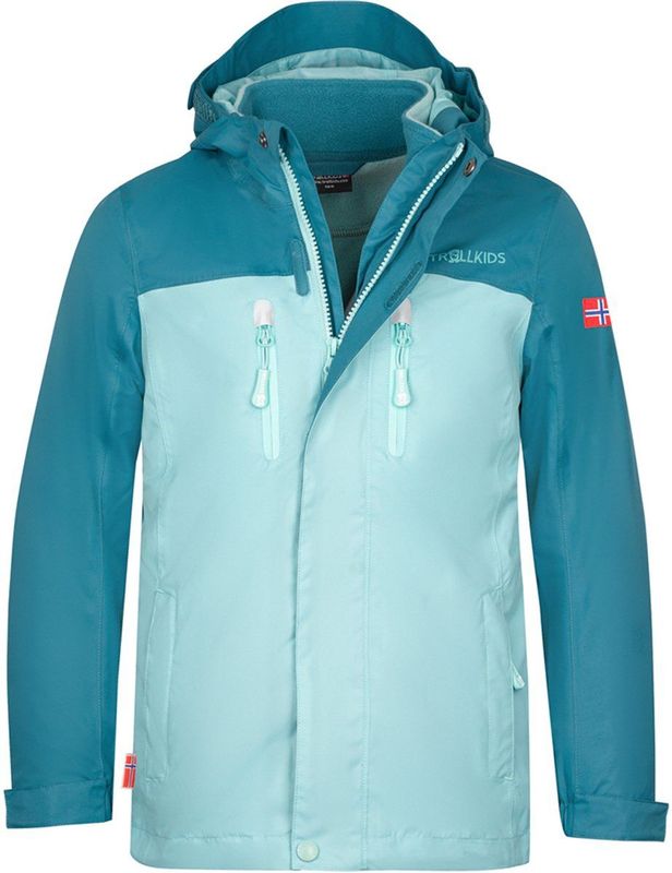 Trollkids - Bryggen 3in1 - 3-in-1-jas - Turkoois/Blauw - Waterdicht