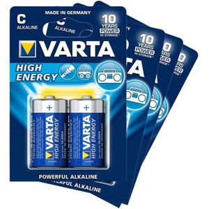 Batterijen C (8x) - Set van 8 Varta C-cell batterijen (o.a. voor Vonyx MEG050 megafoon)