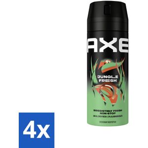 4 x AXE - Deodorant Spray - Jungle Fresh - Tropische Geur - Verfrissend - 150 ml - AXE Deodorant - Jungle Fresh - Tropische Geur - Deodorant Spray - Frisse Geur
