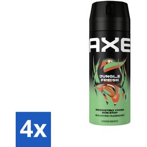 4 x AXE - Deodorant Spray - Jungle Fresh - Tropische Geur - Verfrissend - 150 ml - AXE Deodorant - Jungle Fresh - Tropische Geur - Deodorant Spray - Frisse Geur