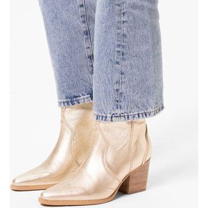 Manfield Leren Cowboylaarzen Goud Metallic