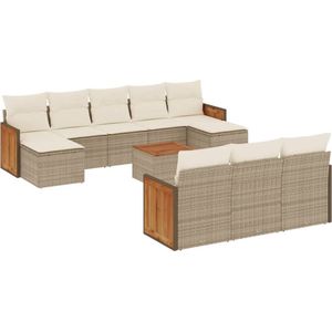 vidaXL Tuinset 11-delig - Poly Rattan - Beige