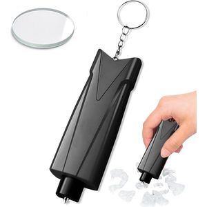 Veiligheidshamer - 2 in 1 Safety Hammer & Gordelsnijder - Noodhamer Auto - Noodhamer - Auto Hamer - 2 in 1 Veiligheidshamer - Inclusief Testglas - Met Sleutelhanger - Aluminium - Auto - Zwart - Draagbaar - Veiligheid