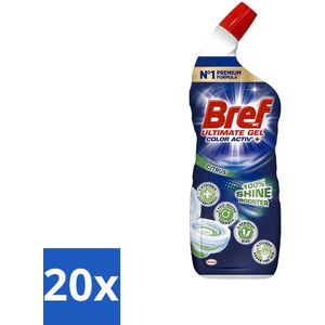 20 x Bref WC - Ultimate Gel Color Activ+ - Toiletreiniger - Citrus - 700 ml - Toiletreiniger - Reinigingsgel - Anti-kalk - Anti-vuil - Hygiëne