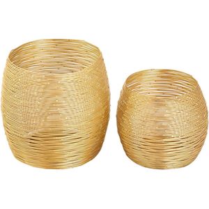 SVJ Windlichten Rond - 15 x 15 x 18 cm - Metaal - Goud - Set van 2