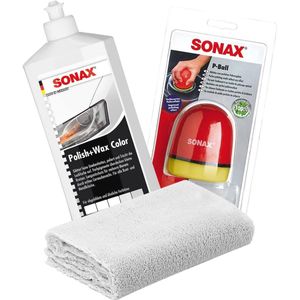 Handpolijstset met Polish+Wax en Ergonomische Polijstbal - 500 ml en Microvezel Polijstdoek 40 x 40 cm