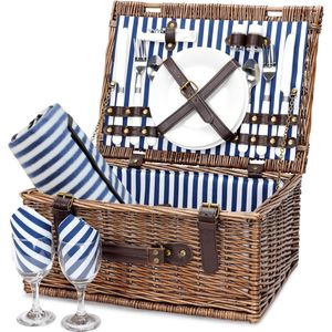 Rieten Picknickmand voor 2 Personen - Picknickset voor Buitenfeesten - Kamperen in Stijl picnic basket