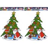 2x stuks kerst raamstickers kerstman/rendier plaatjes 40 cm - Raamdecoratie kerst - Kinder kerststickers