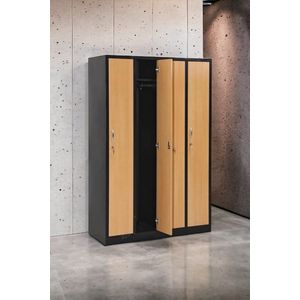 Garderobenschrank 4-türig schwarz/buche