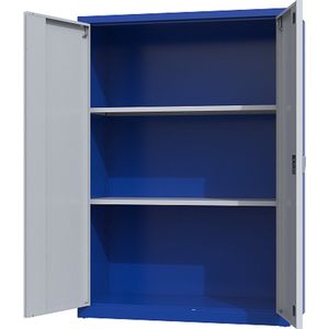 Metalen archiefkast - 130x92x42 cm - Blauw / grijs - Met slot - draaideurkast, kantoorkast, garagekast - AKP-107 - Povag