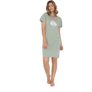 Cocodream dames nachthemd korte mouw - maat L - Wildlife - 100% katoen - groen