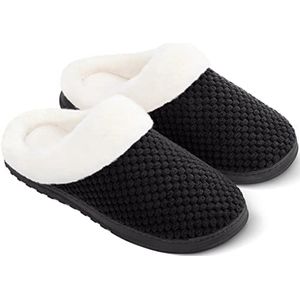 Dames Pantoffels van Traagschuim met Imitatiebont Kraag voor Binnen en Buiten