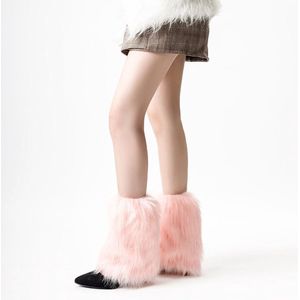 Voethoezen voor dames | Warme bontschoenen | Pluchen beenwarmers | Verdikte koudebestendige sokken voor herfst en winter (25 cm) - D-roze 1CM