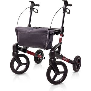 Rollator TOPRO Olympos ATR ‘Black Series – Maat Small – Bordeauxrood – Offroad Wielen – Inclusief Rugsteun