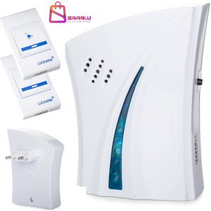 deurbel draadloos – 2 Zenders + 1 Gong – 32 Melodieën – 150m Bereik | 230V – Incl. Batterijen – deurbel – deurbellen - 00398