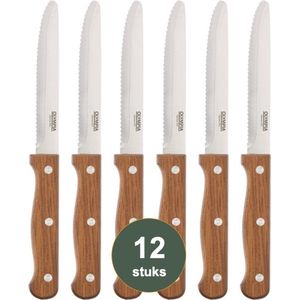 Steakmessen - ronde punt - BRUIN - 12 stuks - Olympia - CS717