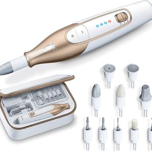 Pedicureset - Elektrische Nagelfrees - Nagelverzorging - 10-Delig - Met Opbergtas - RVS - Wit