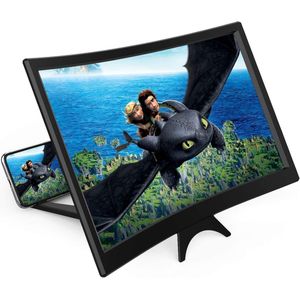 Gigicial 12-inch gebogen schermloep - Schermloep voor mobiele telefoons - 2-4x vergroting, 3D gebogen ontwerp, HD-lens - 1 stuk - Geschikt voor films en video's, zwart