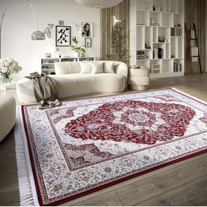 Flycarpets Villeroy & Boch - Klassiek Laagpolig Vloerkleed - Etienne - Rood / Creme - 190x285 cm