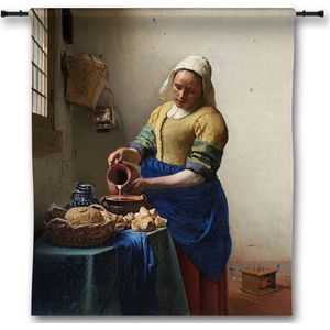 Wandkleed / Wandtapijt  Het Melkmeisje - Johannes Vermeer - 90x100 cm
