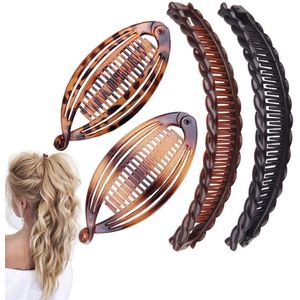 4 stuks retro haarklems dikke krullen speciaal vaste kam gereedschap Fishtail dubbele banaan clip haar set dames meisje universeel